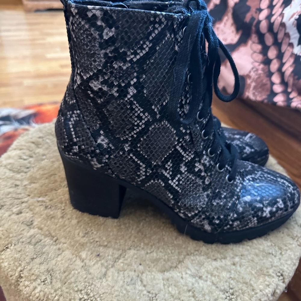 Snakeskin Combat & Moto Boots